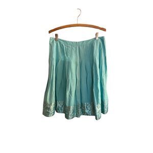 Ice women’s turquoise blue linen blend sequin skirt, size 8 ￼